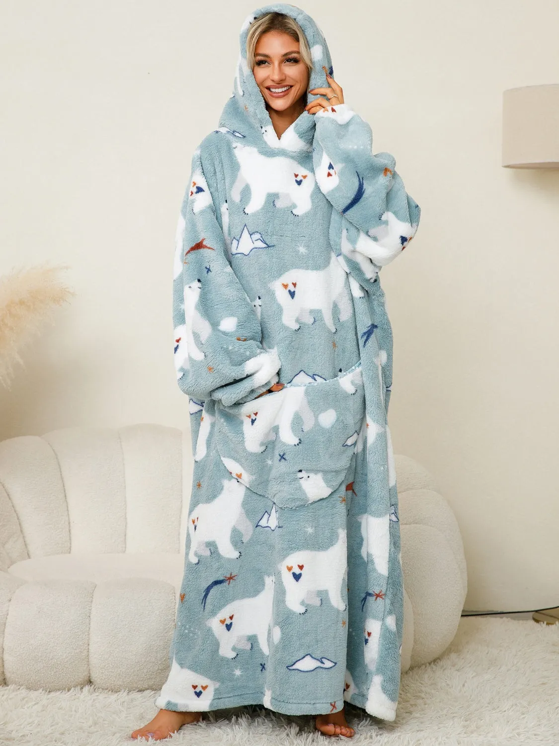 Fuzzy Hooded Lounge Dress